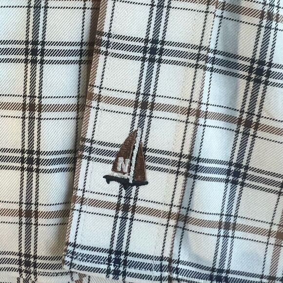 Nordstrom Cream Plaid Wrinkle Free Button Down 100%Cotton  Long Sleeve Shirt XXL - Picture 6 of 14